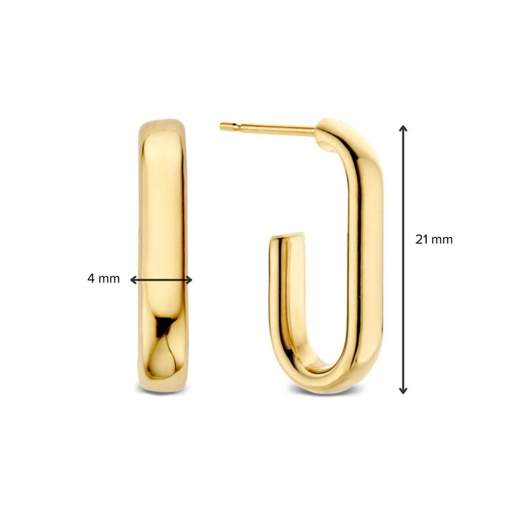 14K Geelgouden Oorringen met Ovaal Design 21mm x 4mm