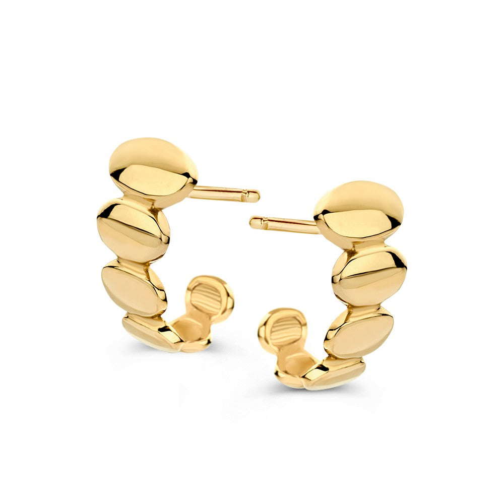 Boucles d'oreilles en or jaune 14 carats avec un design de petites billes.