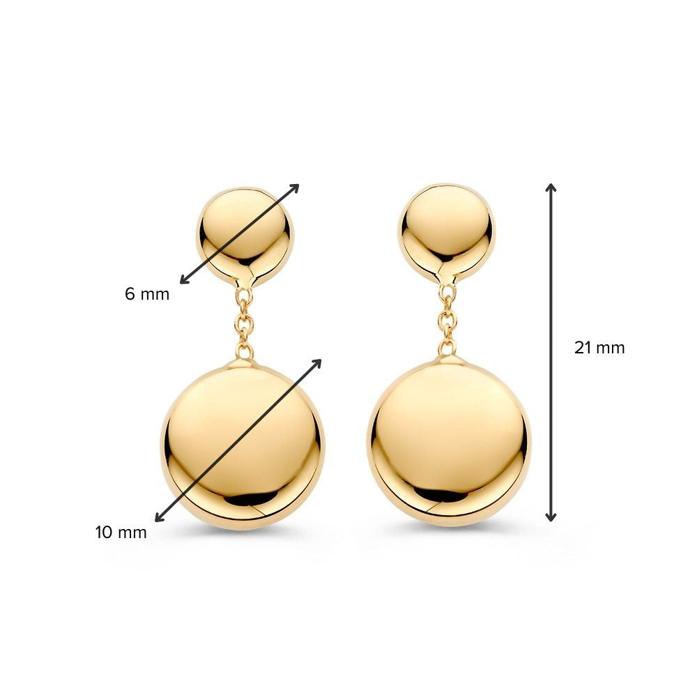 Boucles d'oreilles en or jaune avec éléments en or suspendus en or 14 carats