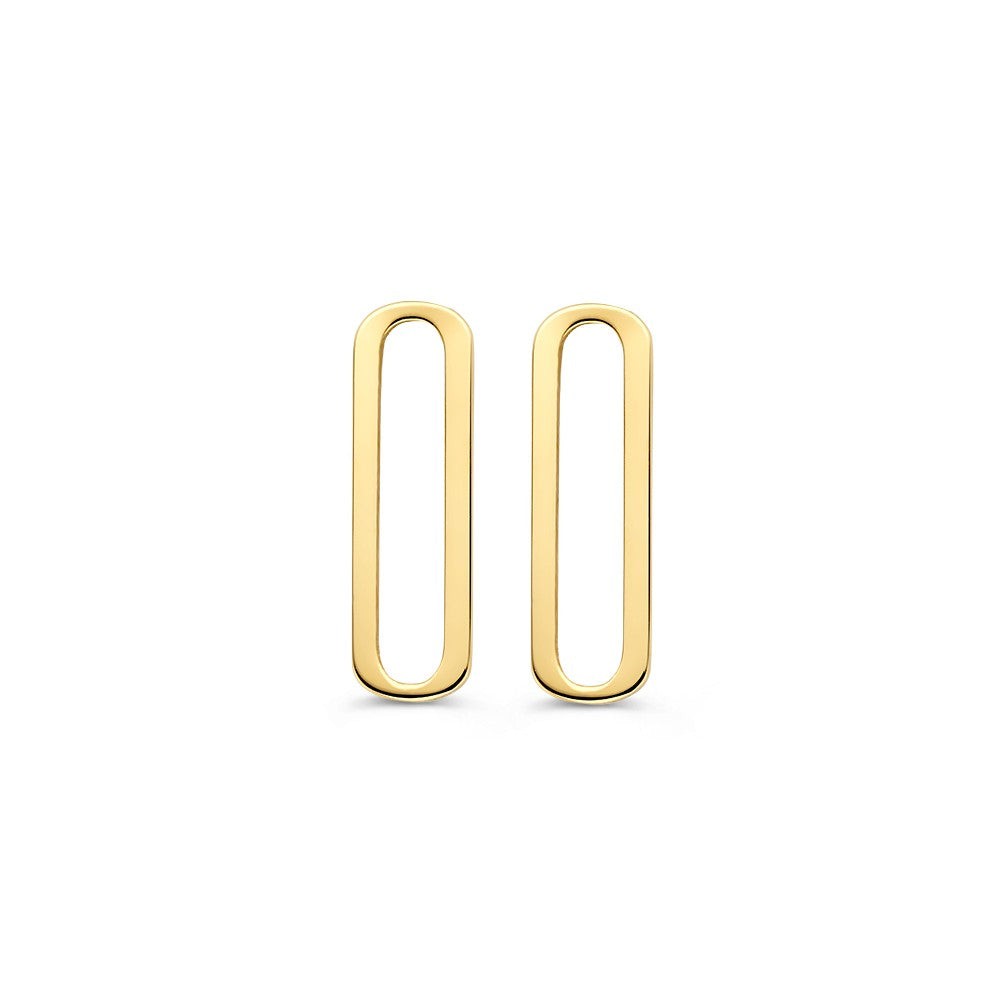 Boucles d'oreilles en or jaune 14 carats de forme ovale.
