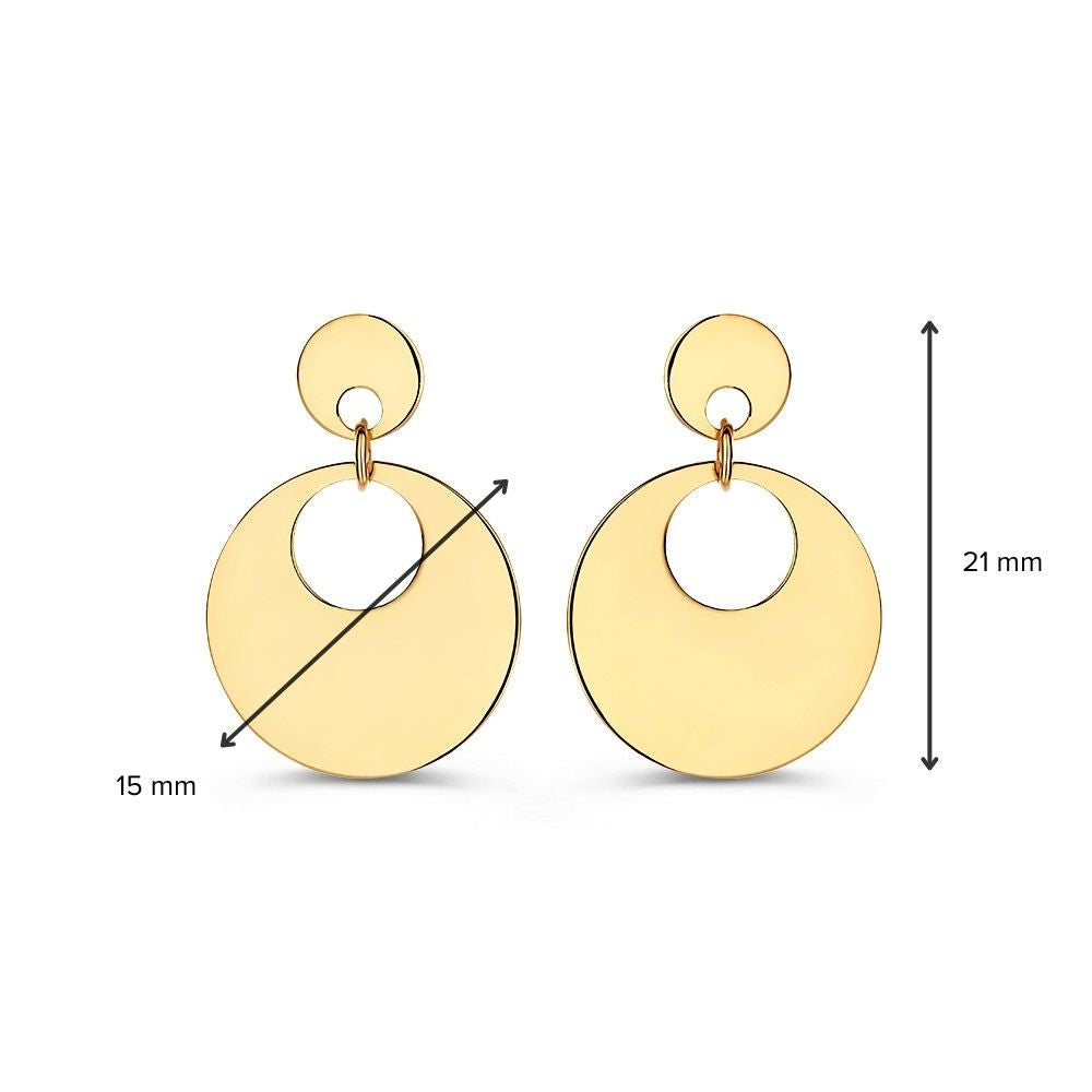Boucles d'oreilles en or jaune ludiques avec éléments suspendus en or 14 carats