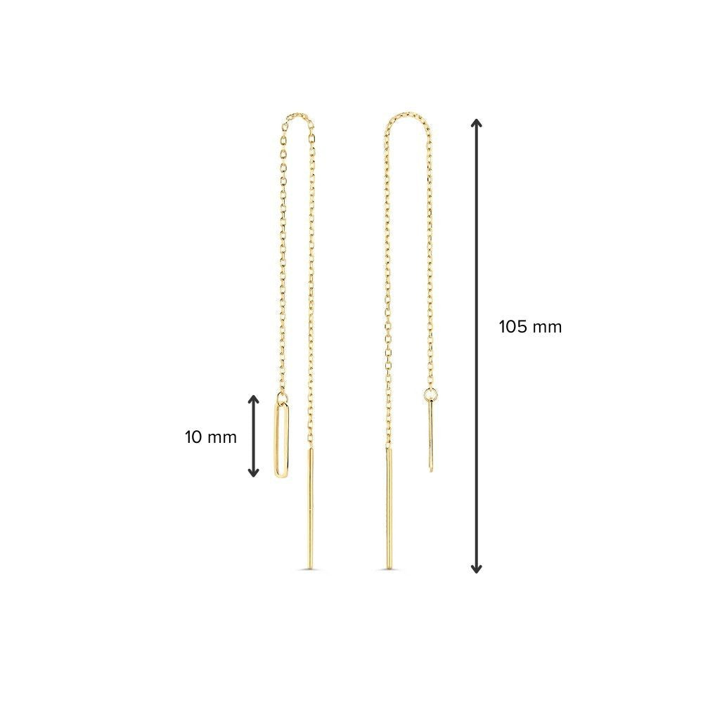 Boucles d'oreilles longues avec breloques ovales en or jaune 14 carats