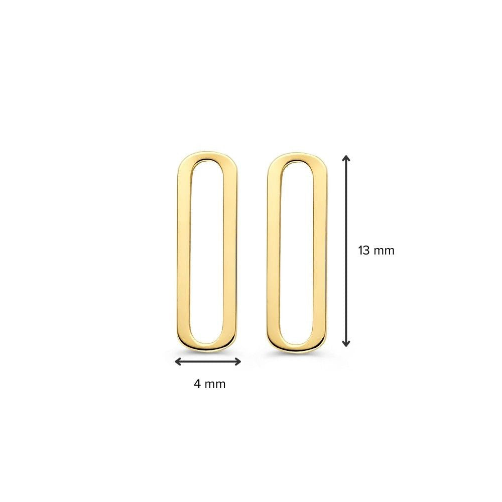 Puces d'oreilles en or jaune de forme ovale en or 14 carats