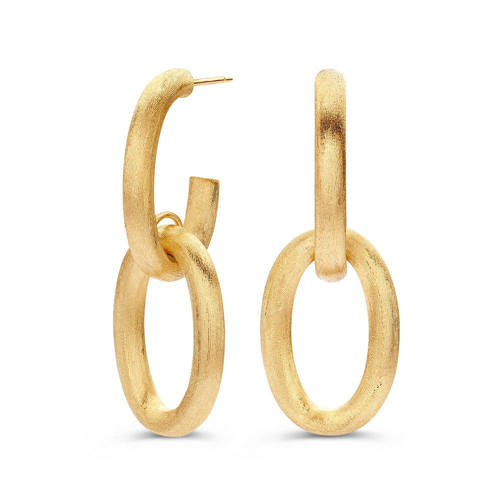 Grandes Créoles en Or Jaune avec Finition Mate – 14 Carats