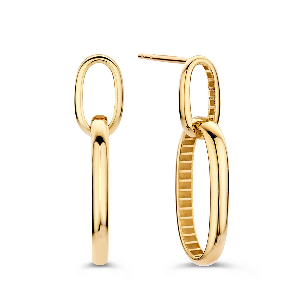 Longues Boucles d'oreilles en Or jaune avec Mailles Ovales – Élégance Subtile