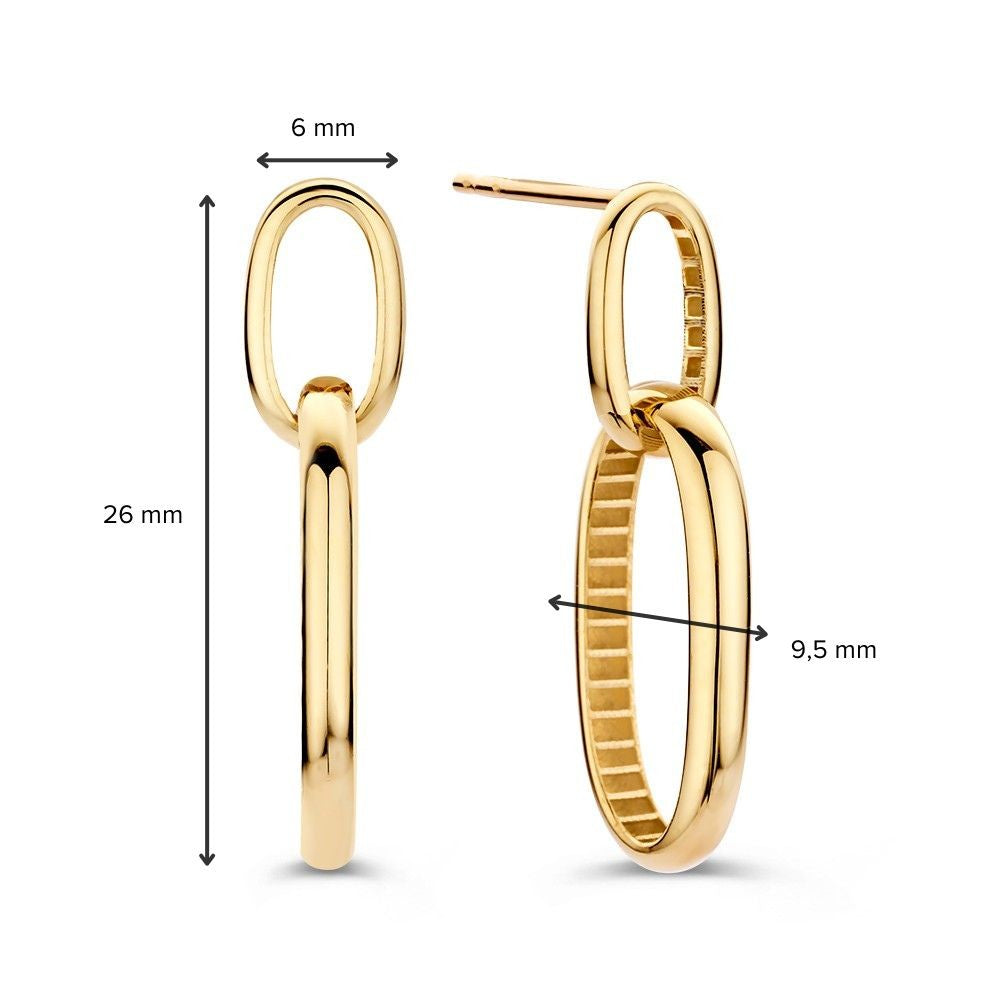 Longues Boucles d'oreilles en Or jaune avec Mailles Ovales – Élégance Subtile