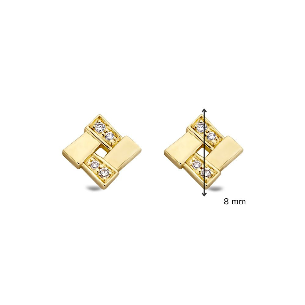 Puces d'oreilles en or jaune avec diamant en or 14 carats