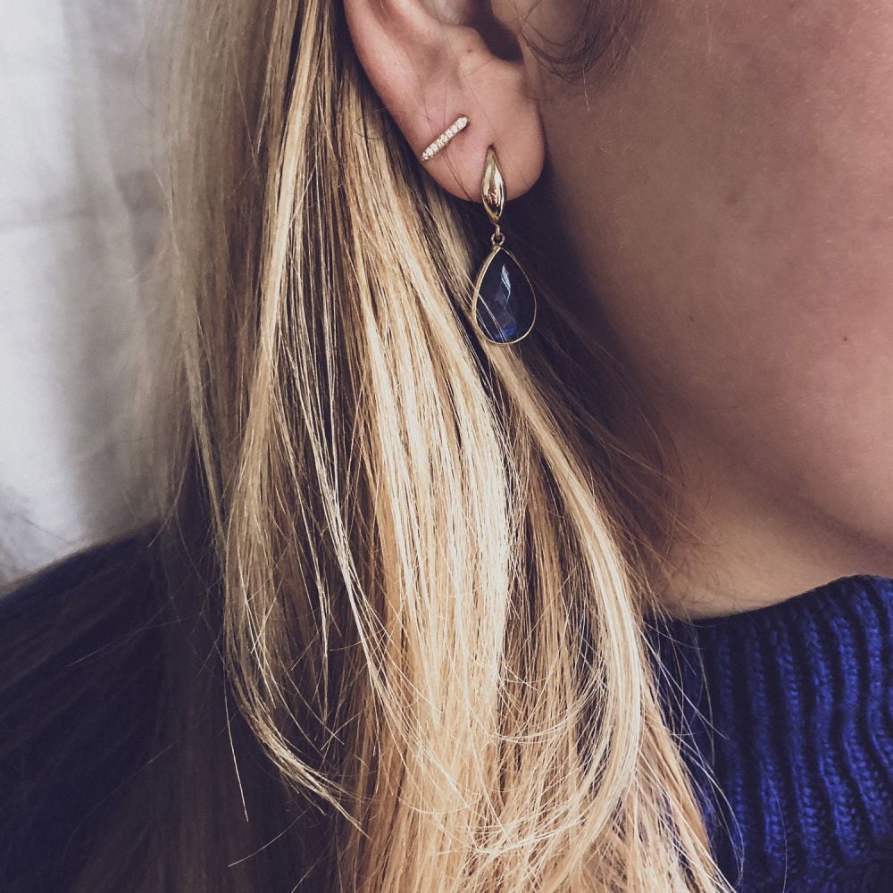 Boucles d'oreilles en or jaune avec diamant en or 14 carats