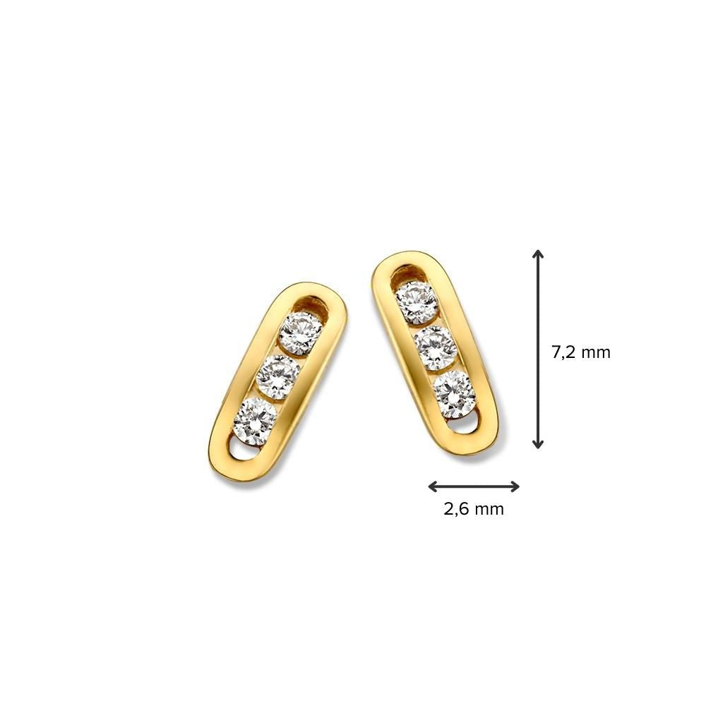 Puces d'oreilles en or jaune avec diamant en or 14 carats