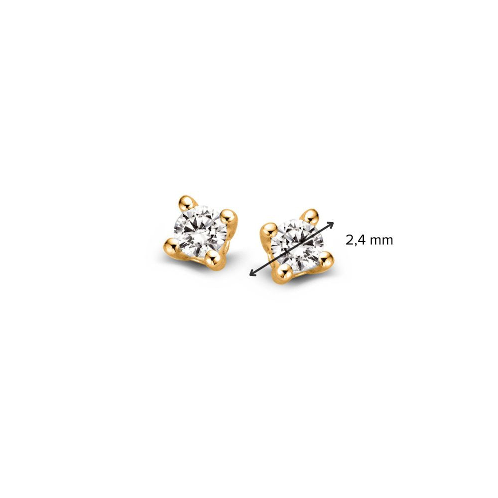 Puces d'oreilles en or jaune avec 2x 0,05 crt diamant – or 14 carats
