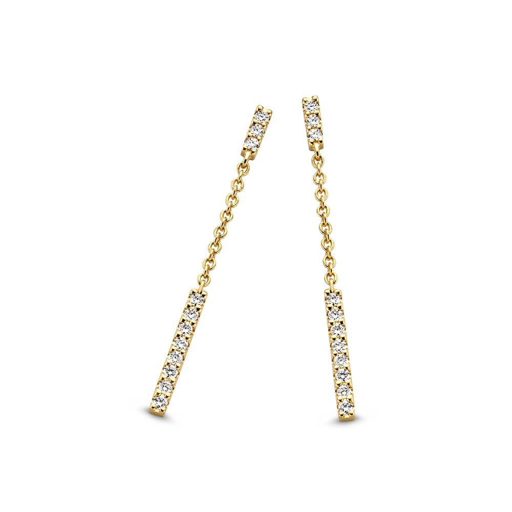 Boucles d'oreilles en or jaune avec diamants de 0,12 ct, design délicat et élégant.