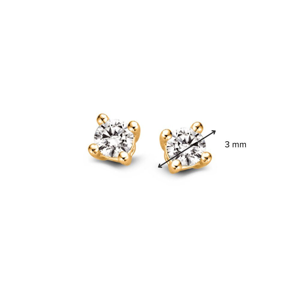 Puces d'oreilles en or jaune avec 2 diamants de 0,10 ct. – Raffiné et intemporel
