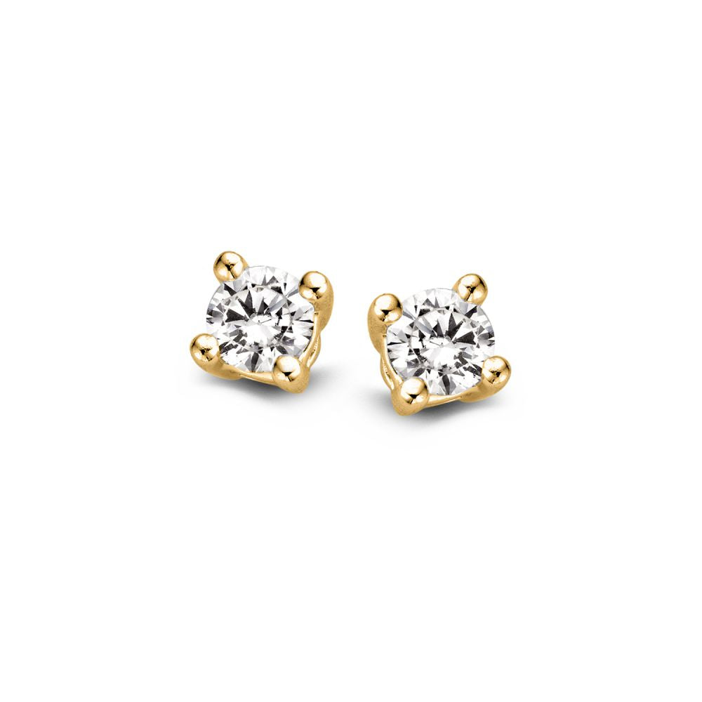 Boucles d'oreilles en or jaune avec deux diamants de 0,16 ct.