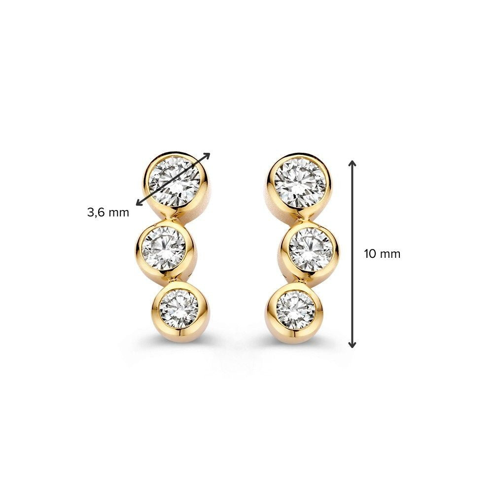 Boucles d'oreilles en or jaune 14 carats 'Bubbles' avec des diamants taille brillant de 0,34 ct