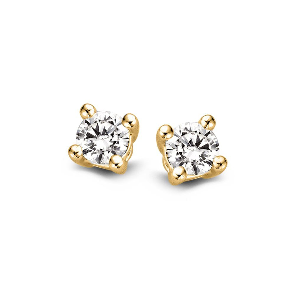 Boucles d'oreilles en or jaune avec deux diamants de 0,20 crt.