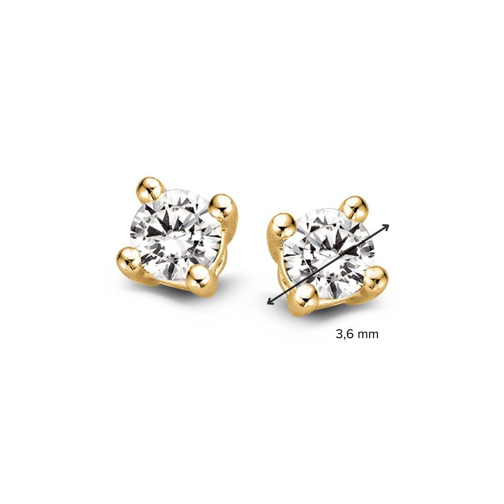 Puces d'oreilles en or jaune avec 2 diamants de 0,20 ct