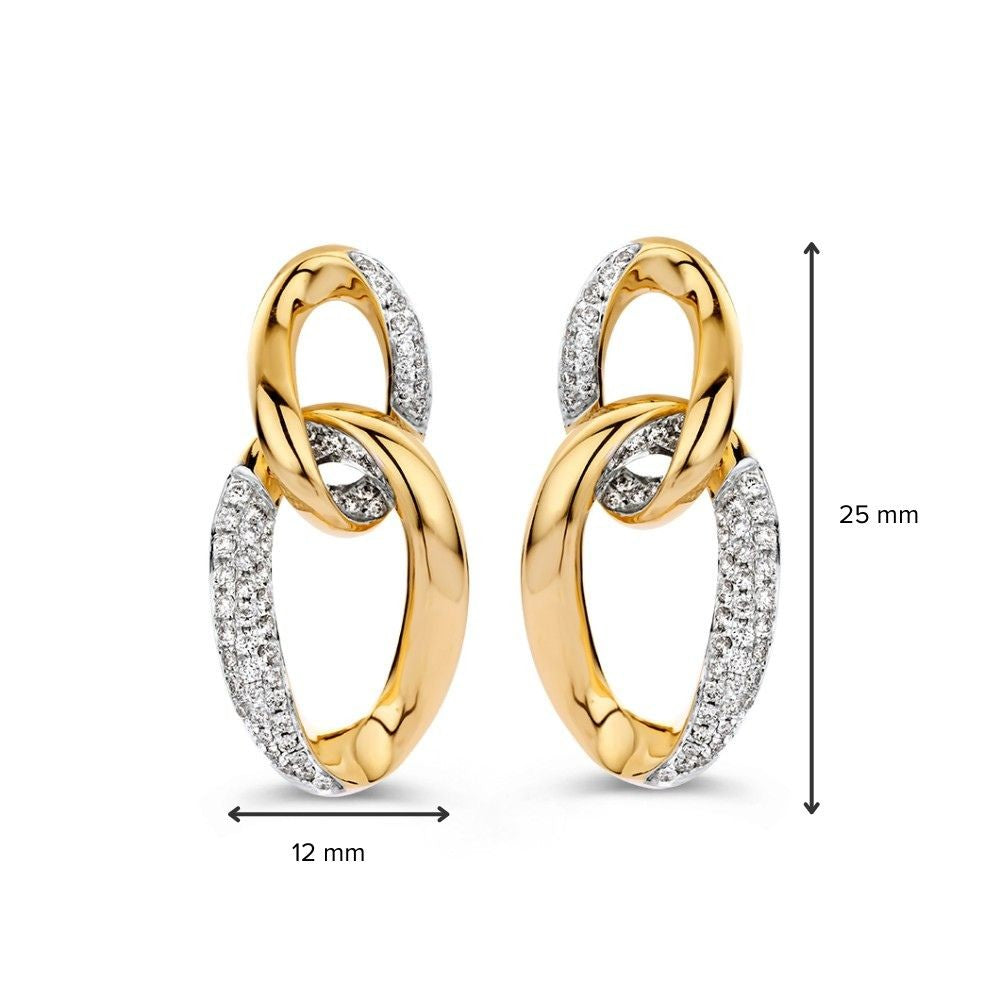 Boucles d'oreilles en or jaune avec diamants – Élégance et éclat en un seul.