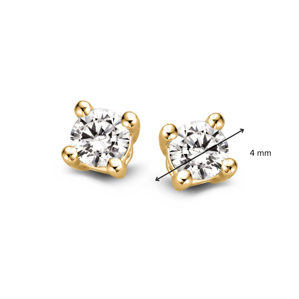 Puces d'oreilles en or jaune avec 2 diamants de 0,25 crt