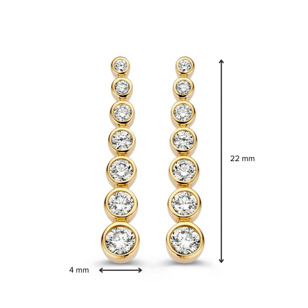 Schitterende Geelgouden Diamanten Oorhangers met Briljanten in Oplopende Grootte – 0,70 crt.