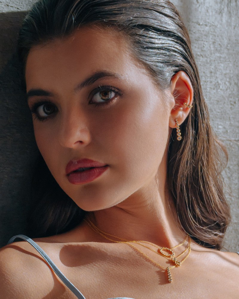 Superbes Boucles d'oreilles en Or Jaune avec Diamants en Taille Croissante – 0,70 crt.