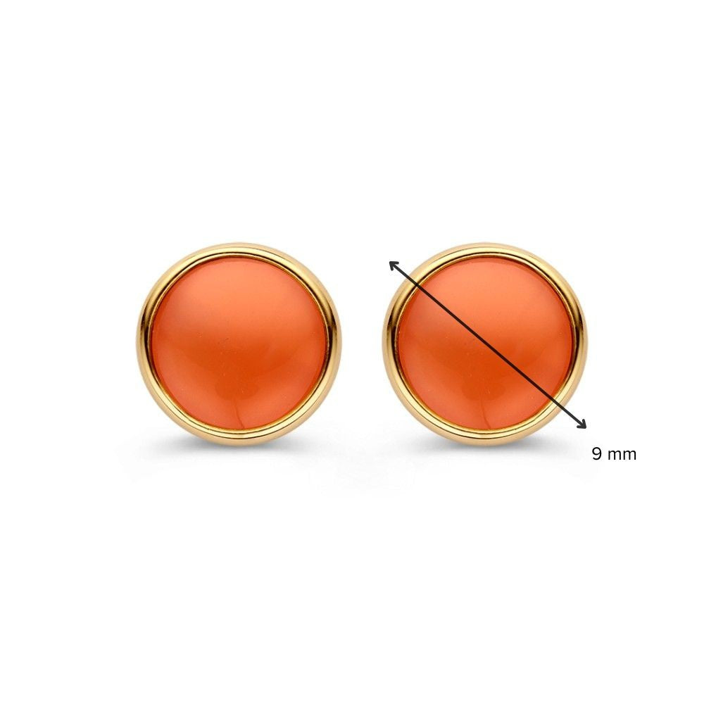 Boucles d'oreilles en or jaune avec pierre de lune rose – Boucles d'oreilles élégantes pour femme