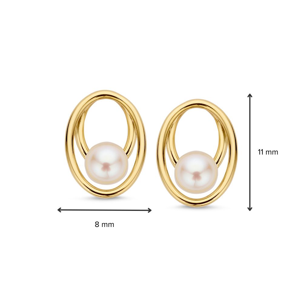 Boucles d'oreilles en or jaune avec perles dans un design ludique 14 carats