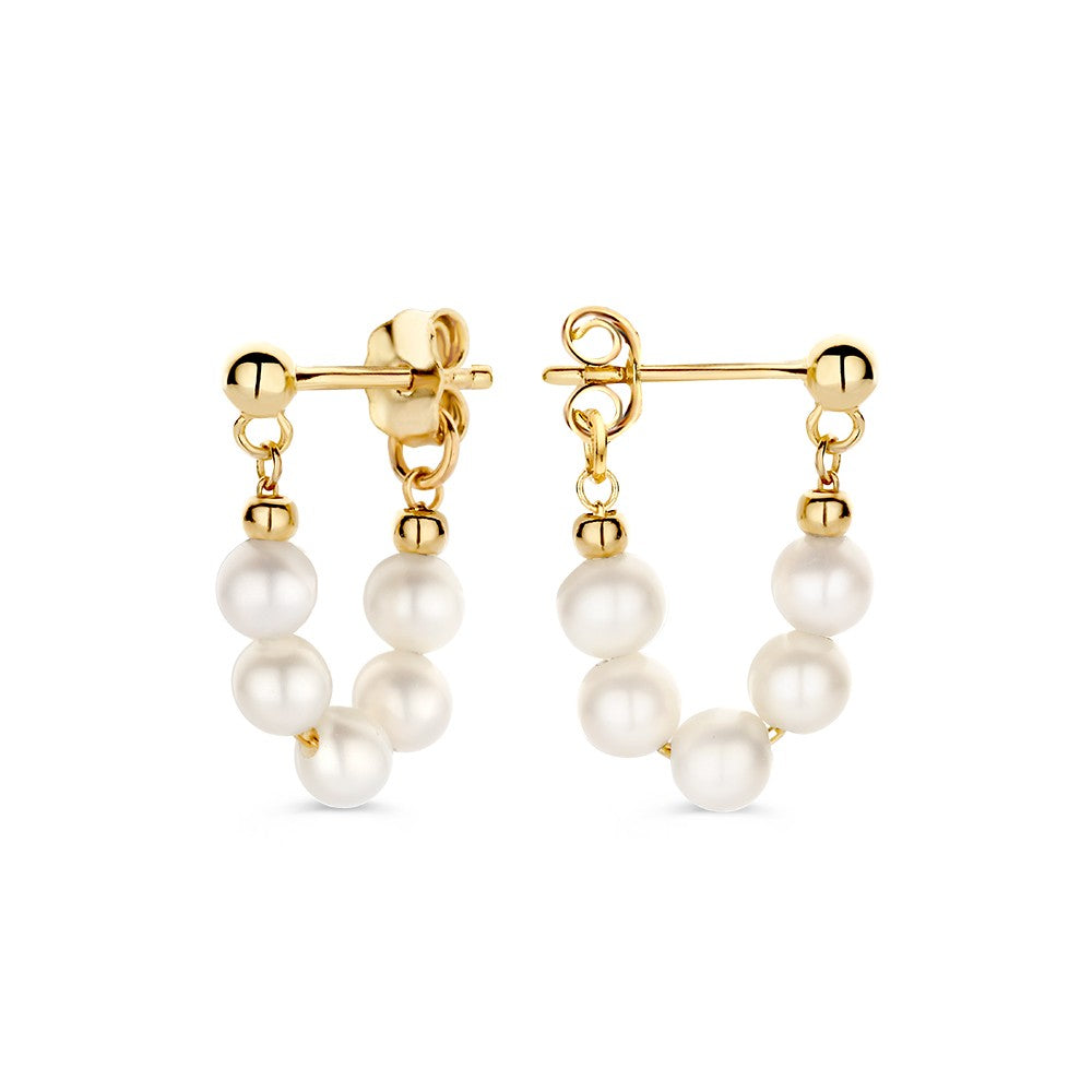 Boucles d'oreilles en or avec collier de perles 14 carats