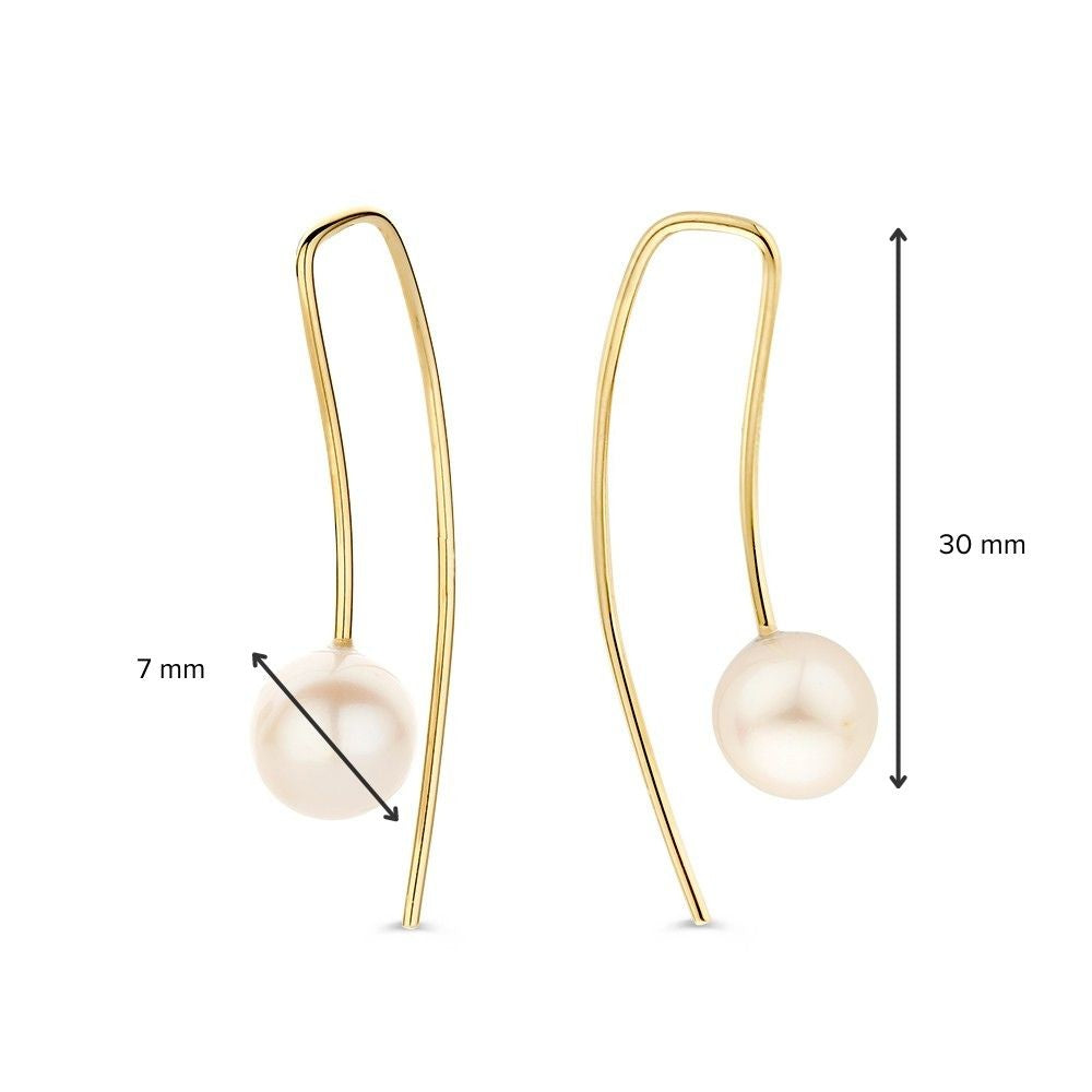Boucles d'oreilles en or avec perle au design épuré 14 carats
