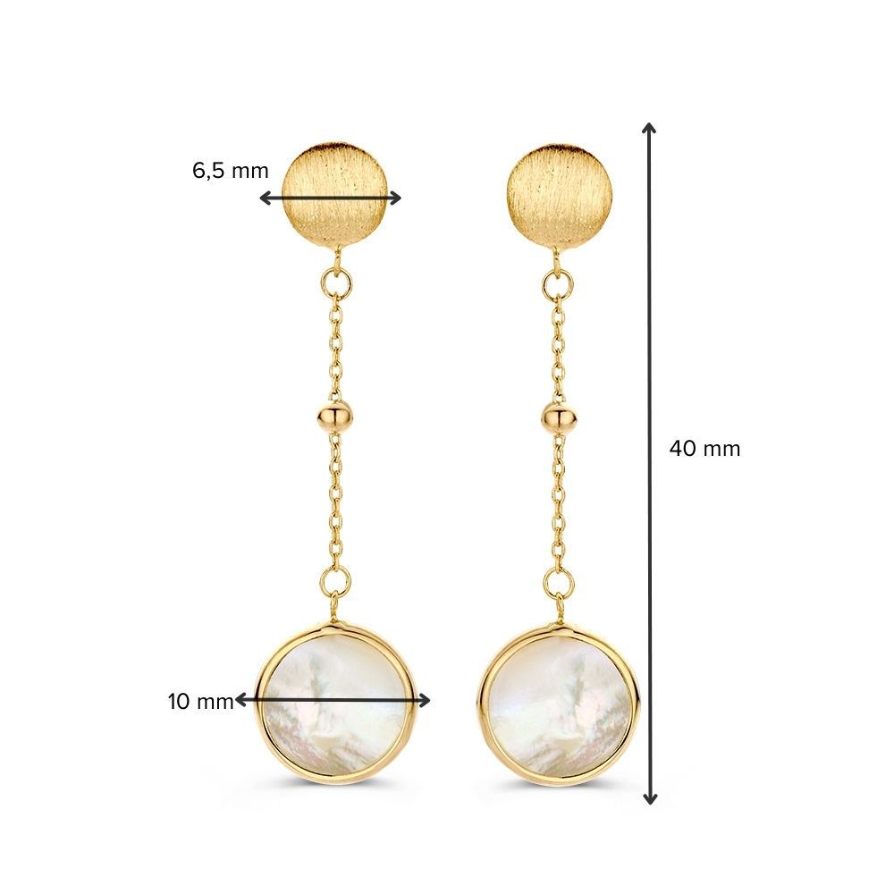Boucles d'oreilles en or jaune avec pendentifs en nacre 14 carats