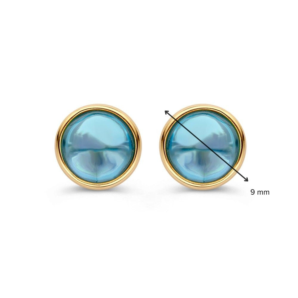 Boucles d'oreilles élégantes en or jaune avec topaze scintillante 14 carats