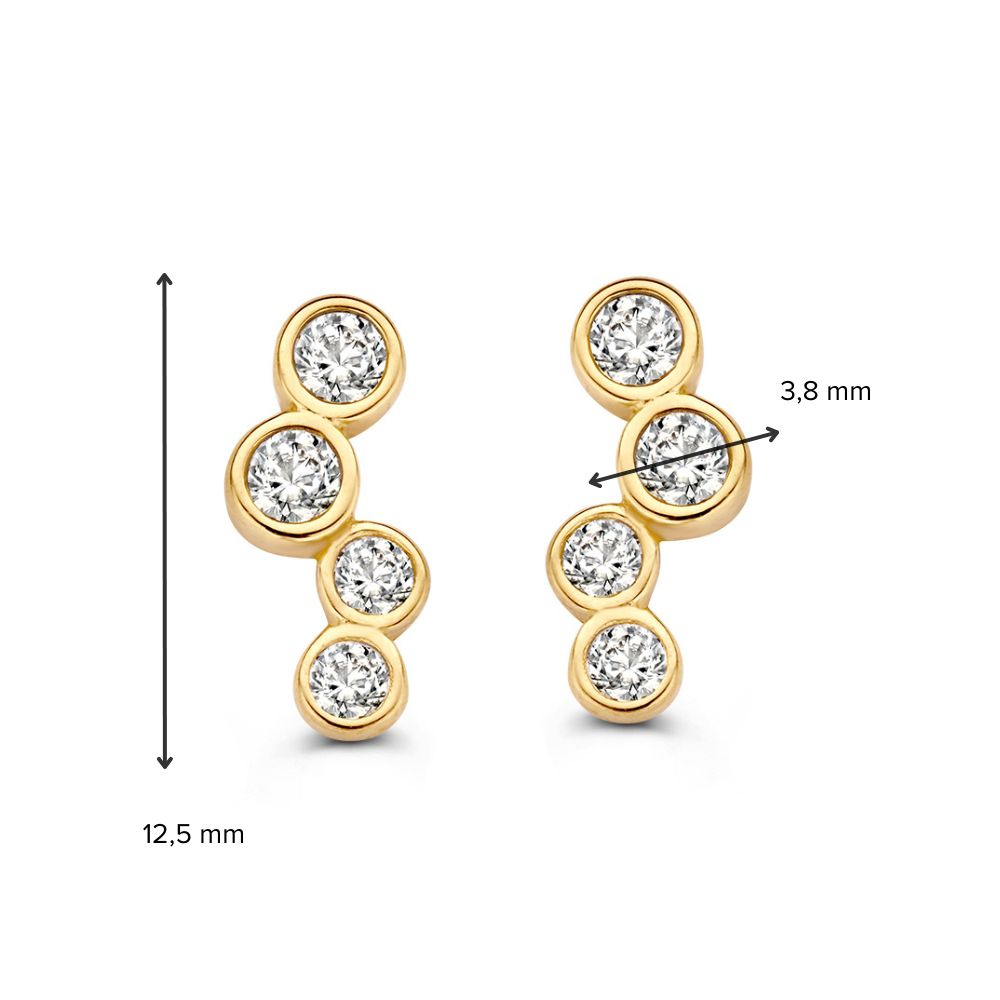 Puces d'oreilles en or jaune avec zircone - Élégance éclatante en or 14 carats | Van der Kooij