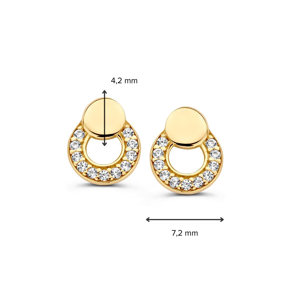 Boucles d'oreilles en or jaune avec zircone – Boucles d'oreilles raffinées pour femme - Van der Kooij