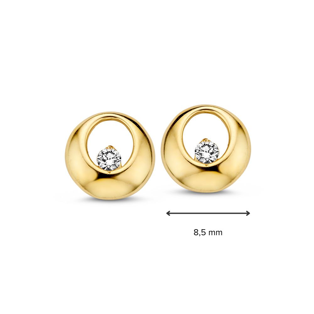 Puces d'oreilles en or jaune avec zircones – 14 carats, subtil et élégant