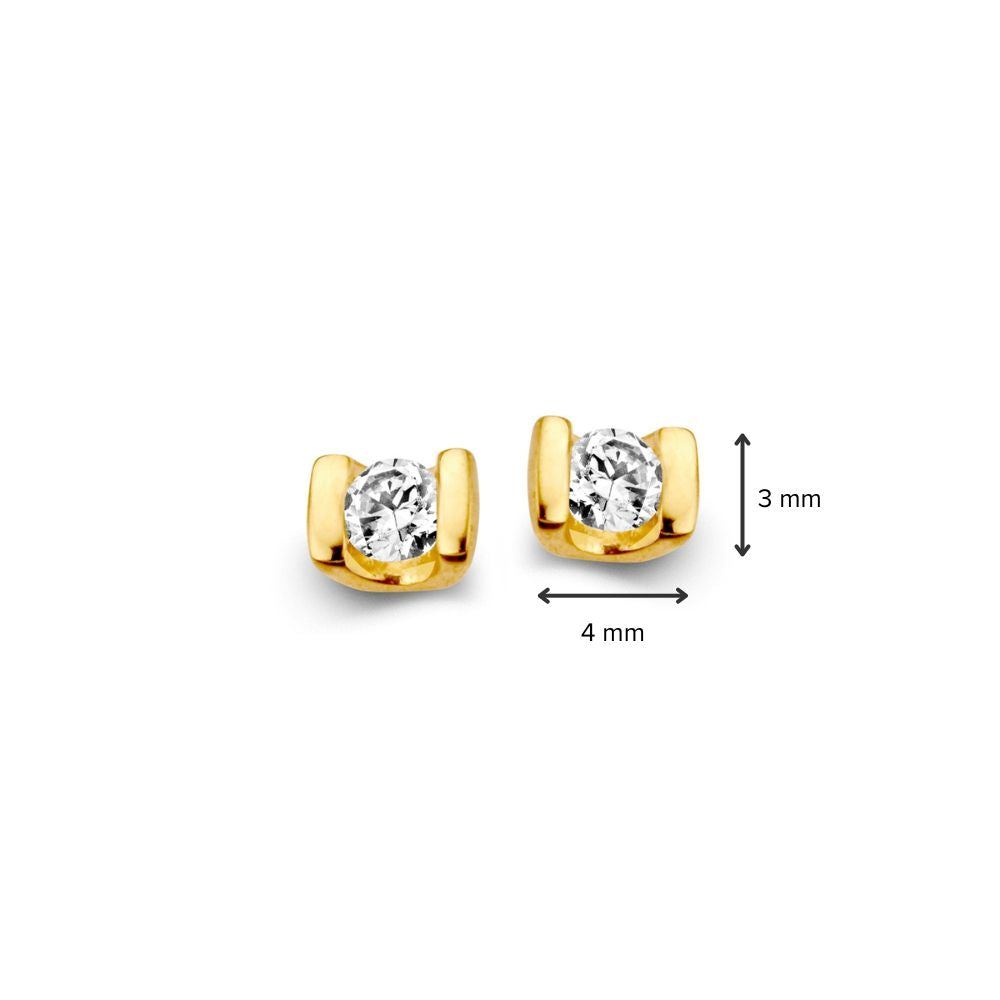 Puces d'oreilles en or jaune avec zircone 14 carats