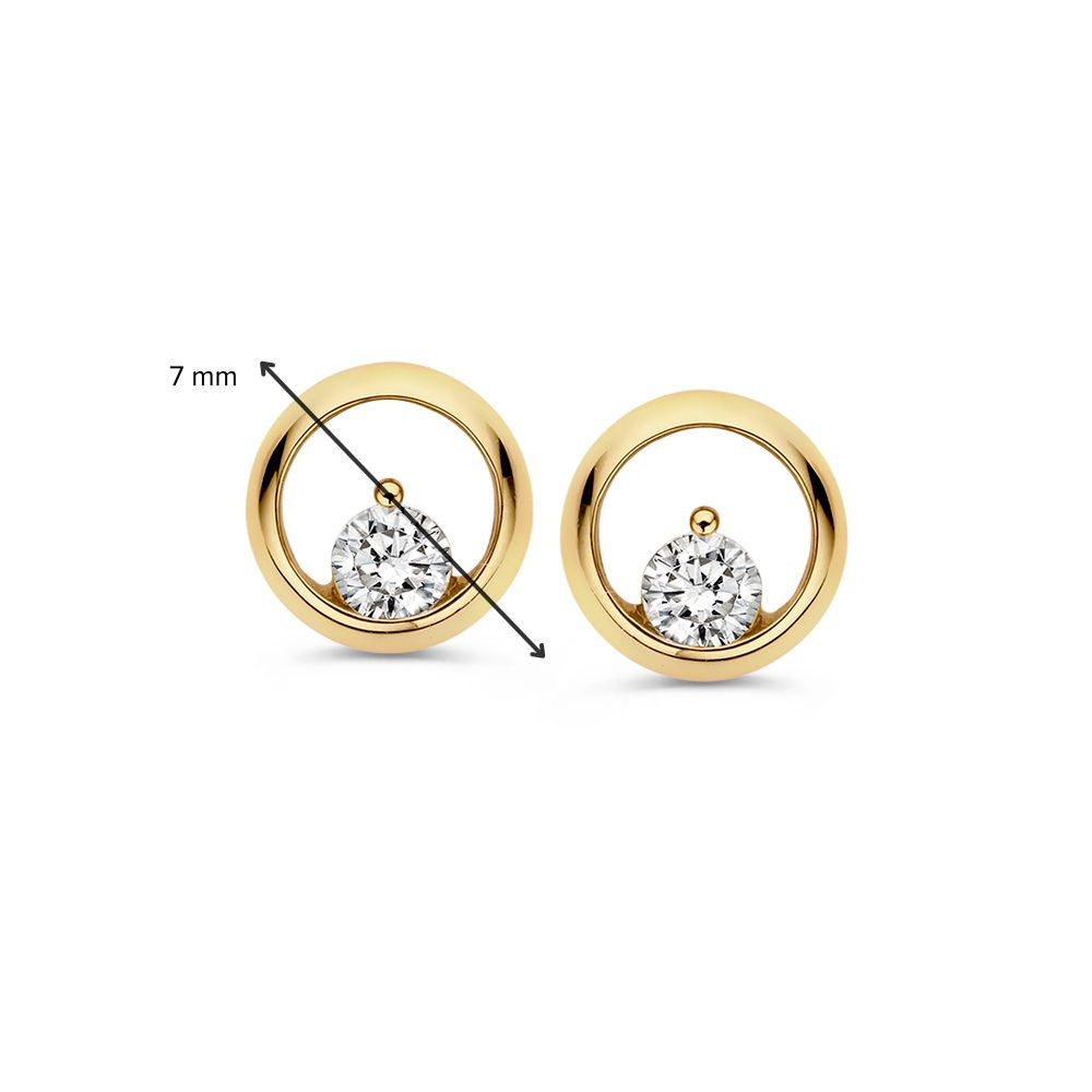 Puces d'oreilles en or jaune avec zircone – 14 carats, élégance subtile