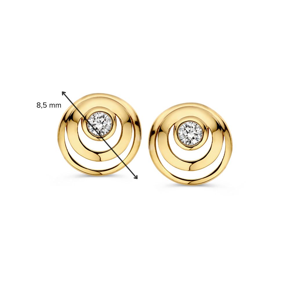 Puces d'oreilles en or jaune avec zircone – 14 carats, élégant et intemporel