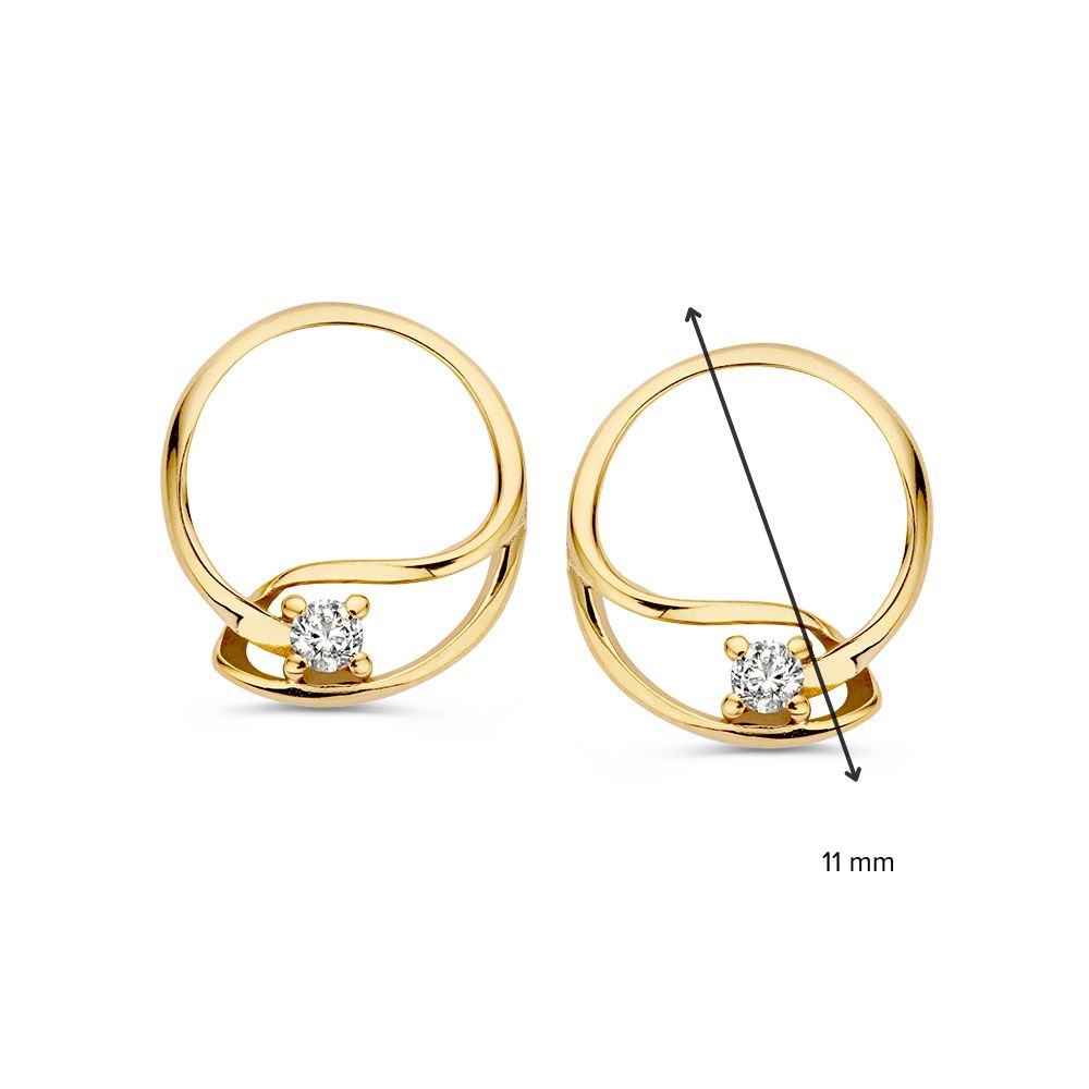 Puces d'oreilles en or jaune avec zircone - 14 carats, intemporelles et élégantes