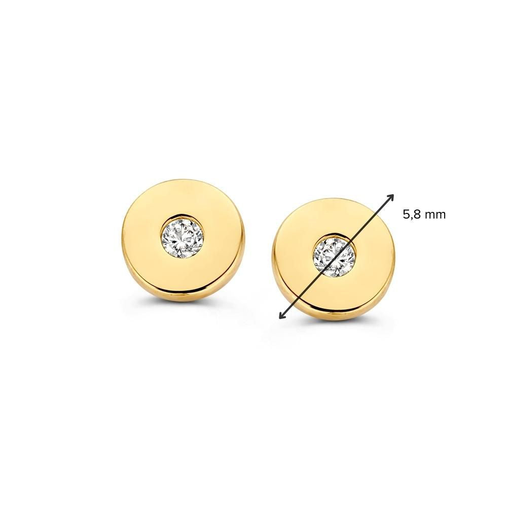 Puces d'oreilles en or jaune avec zircone en sertissage rond | 14 carats or | Van der Kooij
