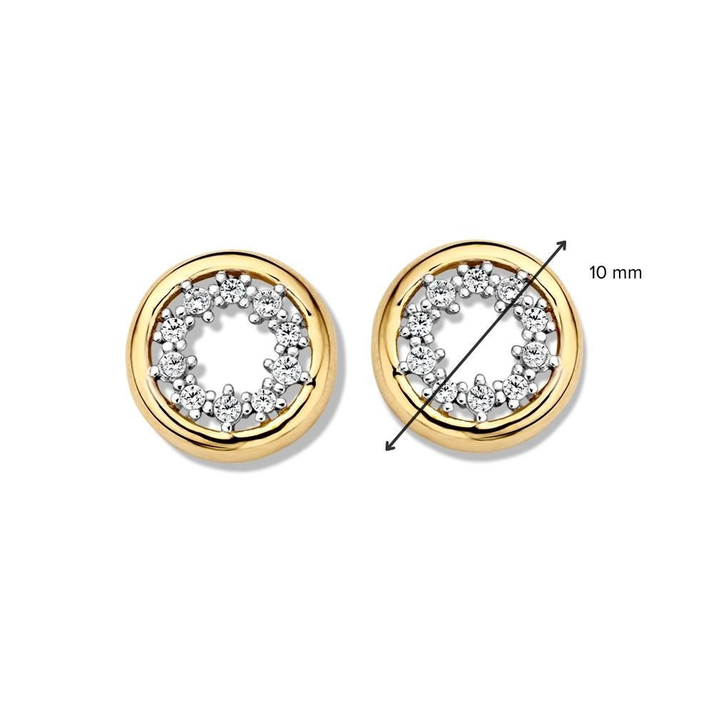 Puces d'oreilles en or jaune avec zircones – 14 carats, design intemporel