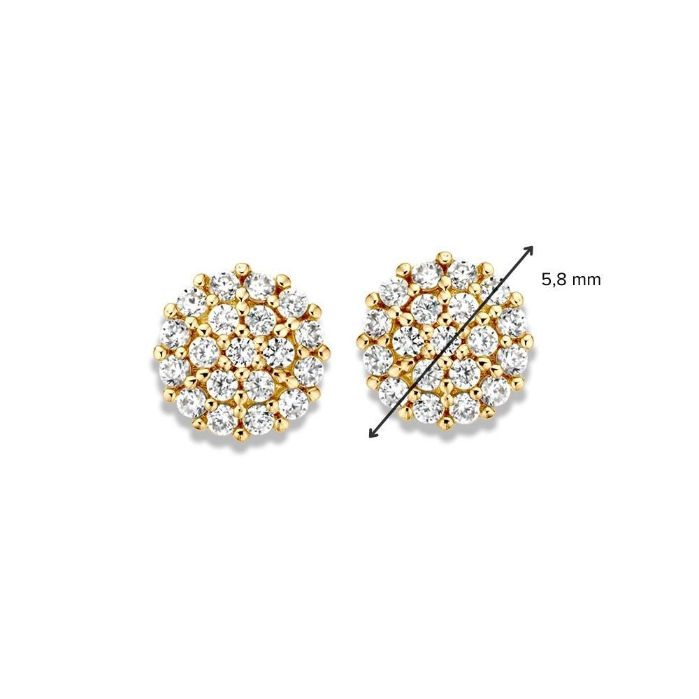 Puces d'oreilles en or jaune avec zircones – 14 carats, subtils et raffinés