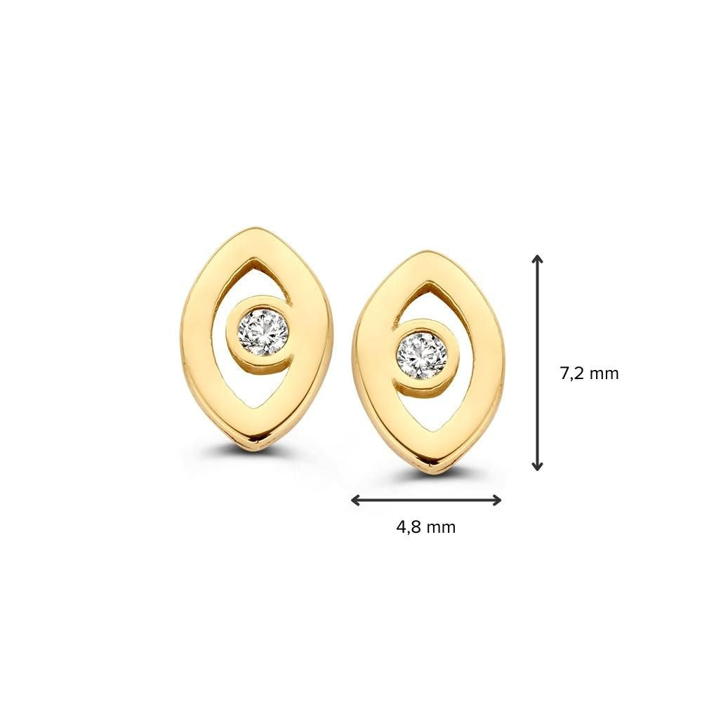 Puces d'oreilles en or jaune avec zircone | 14 carats or | Van der Kooij