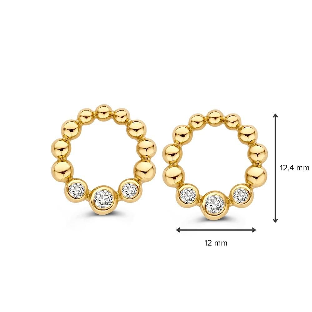 Créoles en or jaune avec zircone – Design ludique | Or 14 carats – Van der Kooij
