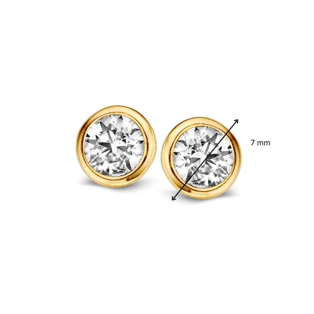 Bague en Or Jaune 14 Carats avec Zircone Blanche pour Femme - Élégance Intemporelle