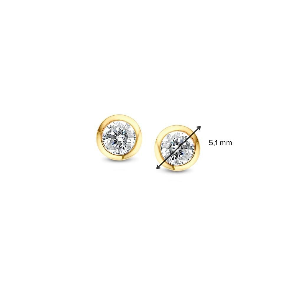 Boucles d'oreilles en or jaune avec zircone 14 carats – zircone blanche