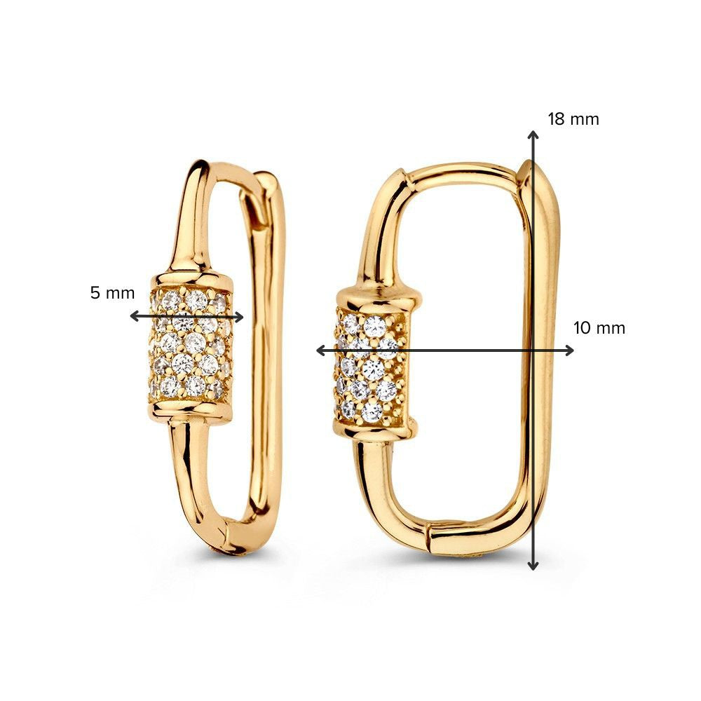 Créoles Ovale en Or Jaune 'Paperclip' avec Zircone – 14 Carats, Luxe Raffiné