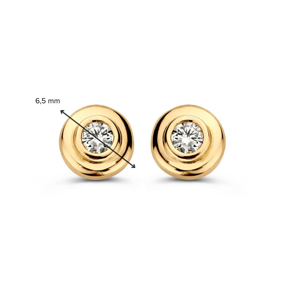Puces d'oreilles en or jaune avec zircone - 14 carats, élégance en petit format