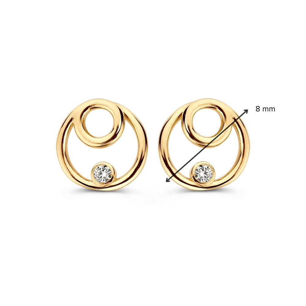 Puces d'oreilles en or jaune avec zircone - 14 carats, élégance intemporelle