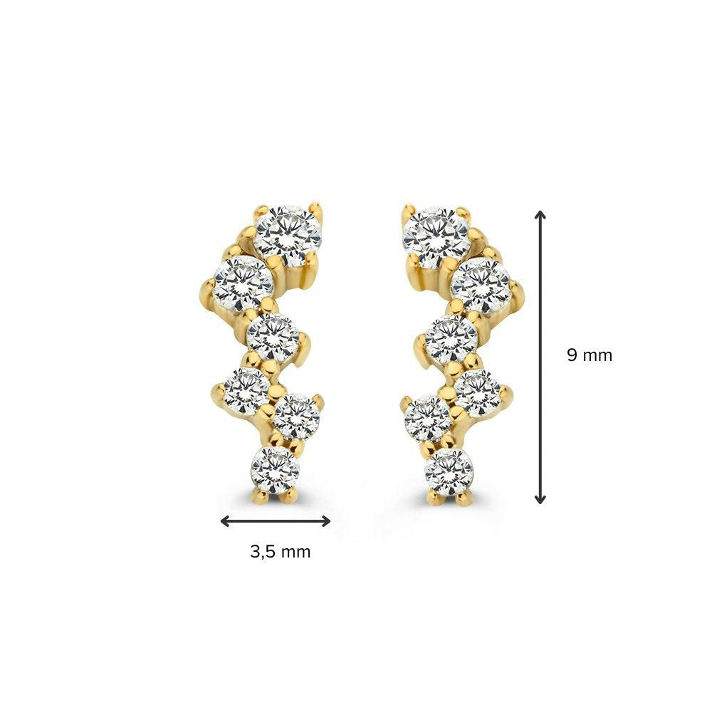 Boucles d'oreilles en or jaune avec zircone en sertissage ludique – 14 carats