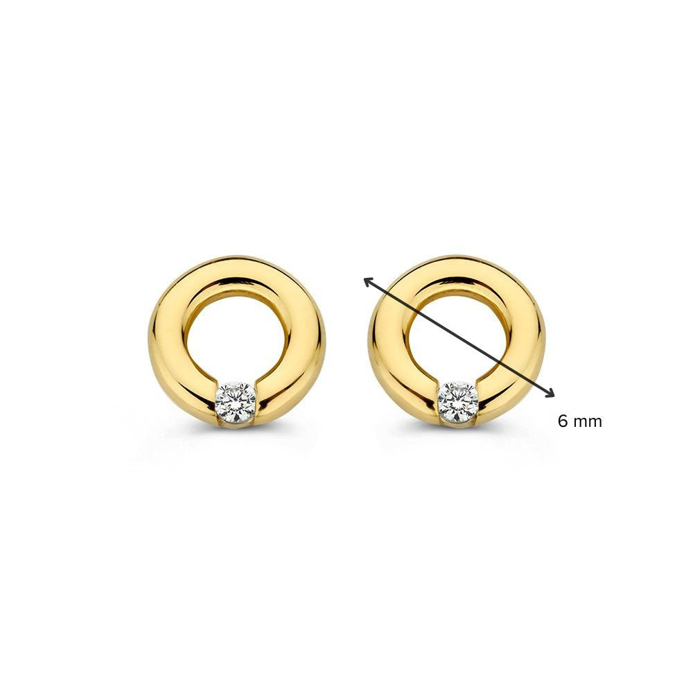 Puces d'oreilles en or jaune avec zircone - 14 carats