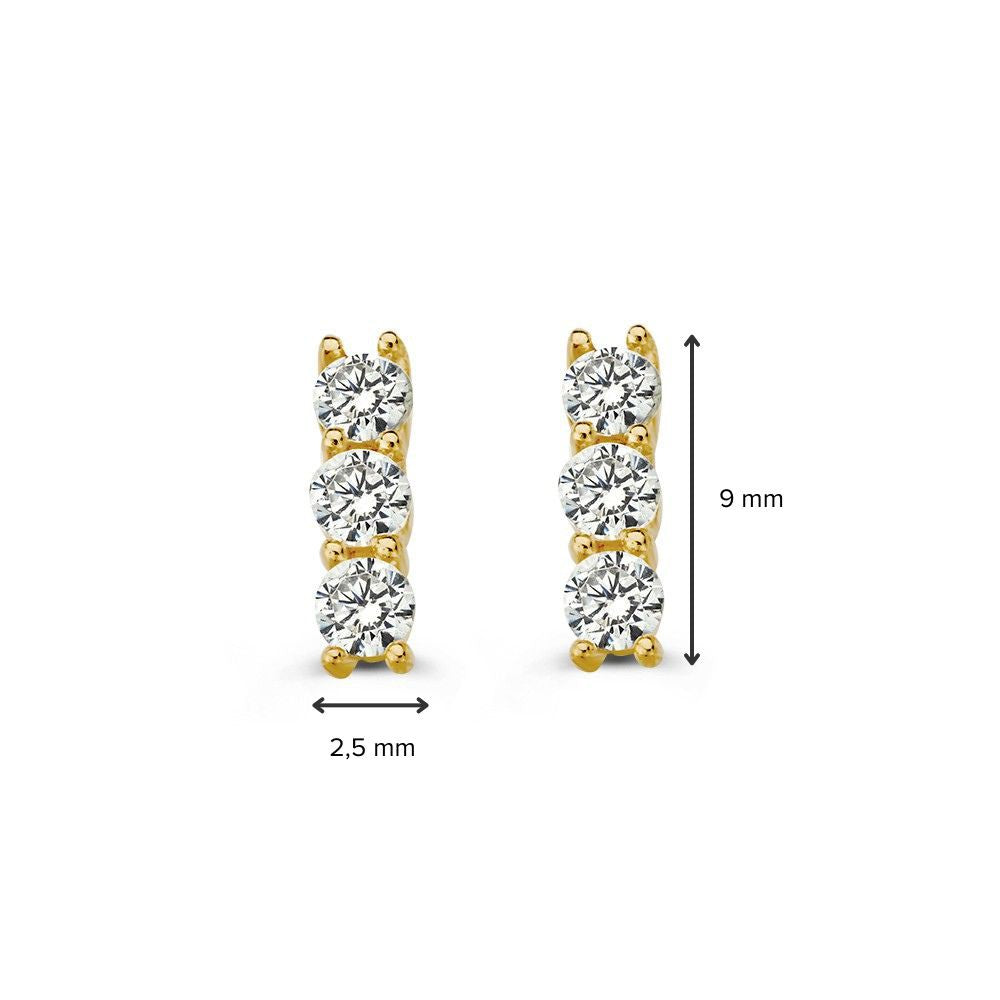 Puces d'oreilles en or jaune avec zircone - 14 carats